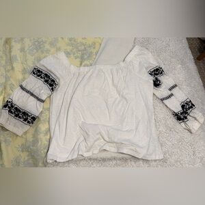 American Eagle Outfitters Cream Smocked Blouse